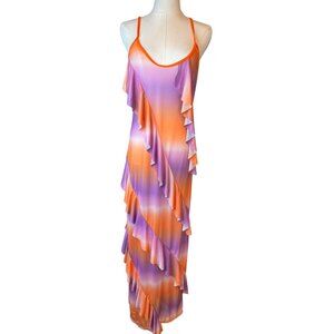 2/$30 NWT PrettyLittleThing 8 Gradient Ruffle Maxi Dress Adjustable Straps